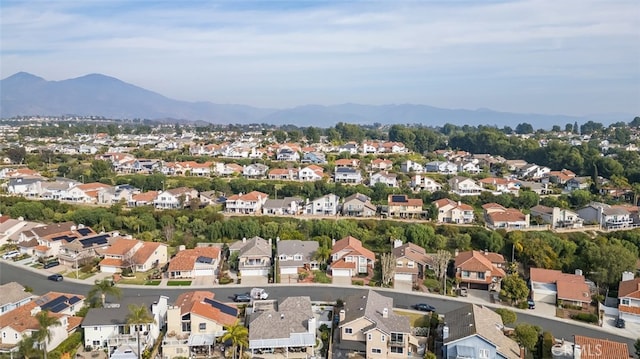 drone / aerial view with a mountain view