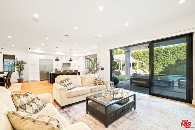 living room featuring light hardwood / wood-style flooring