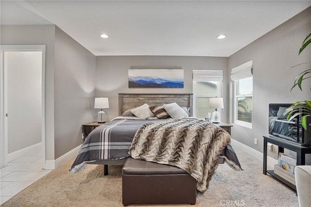 bedroom featuring light tile patterned floors