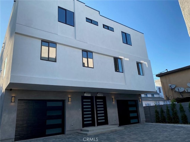 exterior space featuring a garage