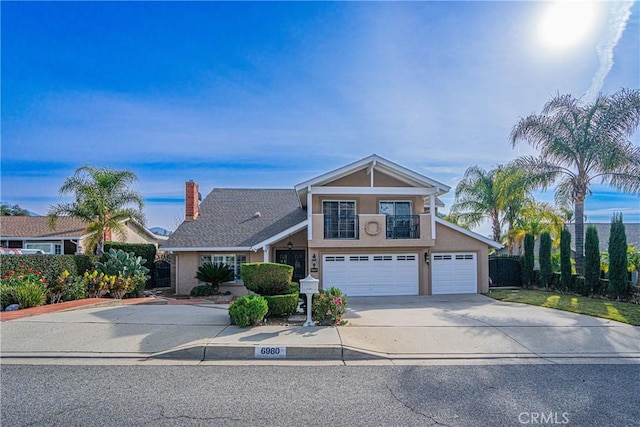 view of front of house with a garage