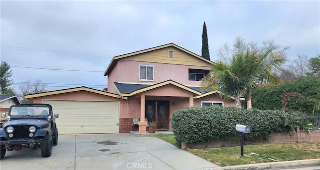 view of front of property with a garage