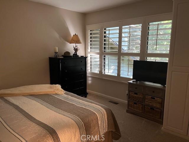 carpeted bedroom featuring multiple windows