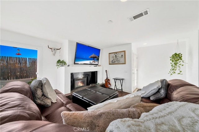 living room with hardwood / wood-style flooring