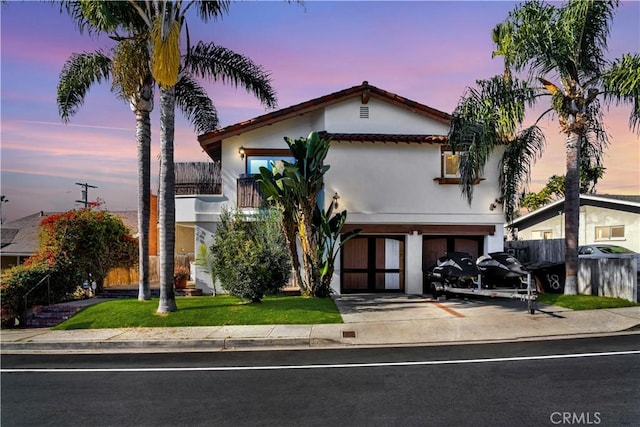 view of front of house with a garage