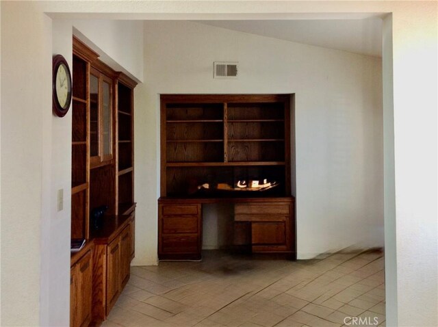 office featuring vaulted ceiling