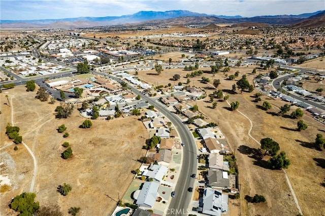 drone / aerial view with a mountain view