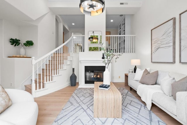 living room with wood-type flooring