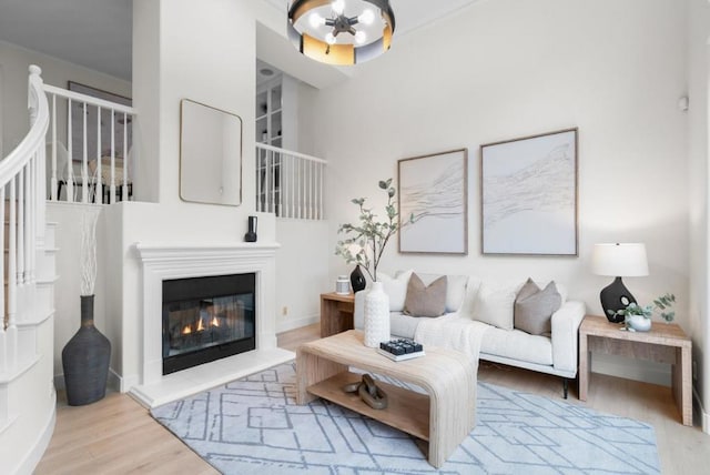 living room with light hardwood / wood-style flooring