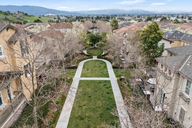 aerial view with a mountain view