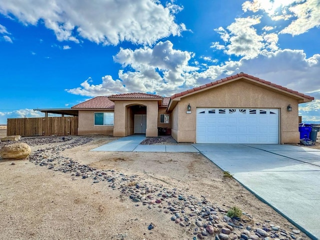 view of front of property with a garage