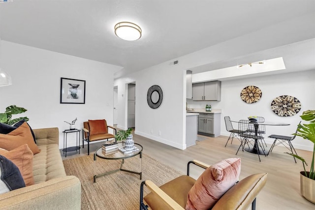 living room featuring light wood-type flooring