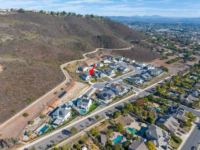 aerial view with a mountain view