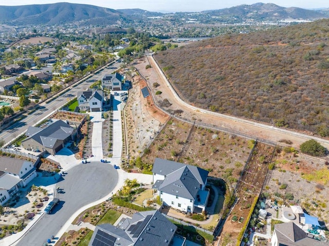 birds eye view of property featuring a mountain view