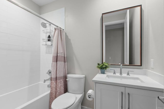 full bathroom featuring vanity, toilet, and shower / bath combo with shower curtain