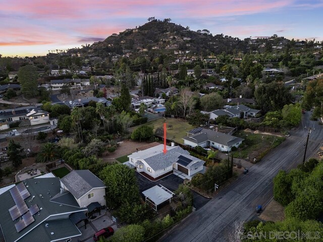 view of aerial view at dusk