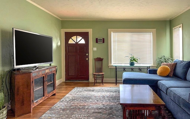 1425 Russell Dr, Long Beach, CA 90804 - living area with ornamental molding, wood finished floors, and baseboards