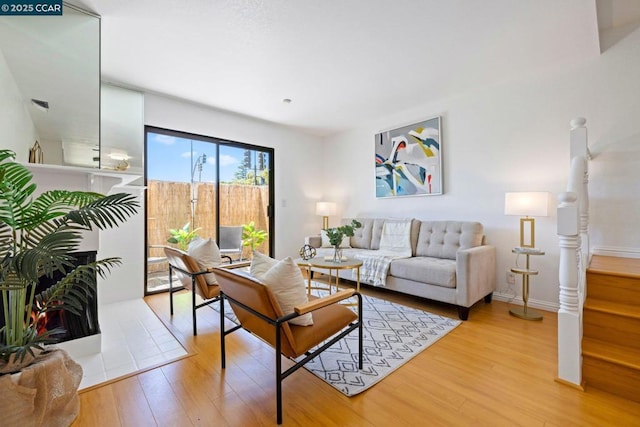 living room featuring light hardwood / wood-style flooring