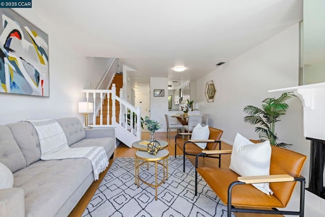 living room featuring light hardwood / wood-style flooring