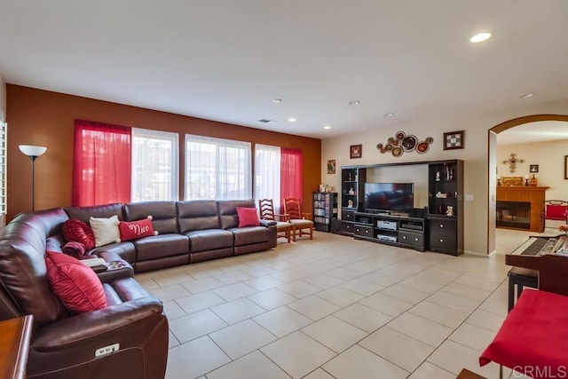 view of tiled living room