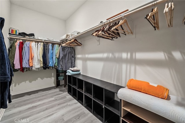 spacious closet featuring light wood-style floors