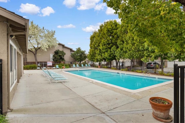 view of swimming pool with a patio