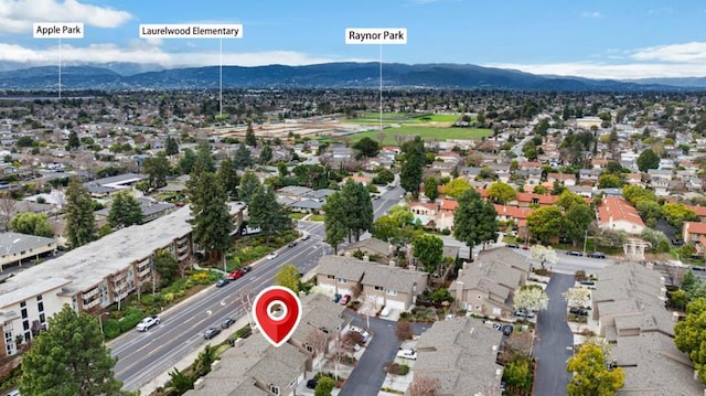 aerial view with a mountain view