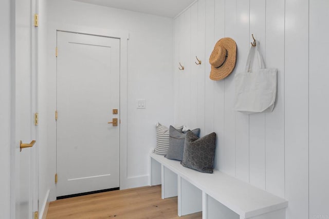 mudroom featuring light hardwood / wood-style flooring