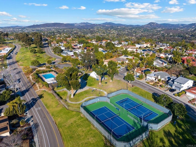 aerial view with a mountain view