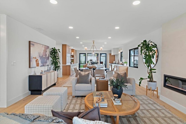 living room featuring light hardwood / wood-style floors