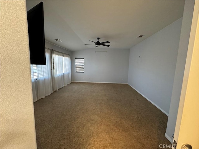 carpeted empty room with ceiling fan