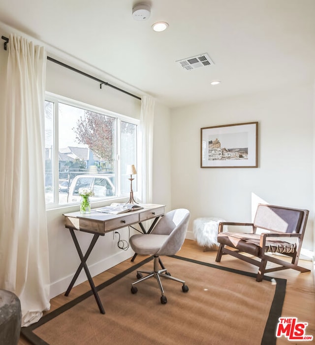 office featuring light hardwood / wood-style flooring