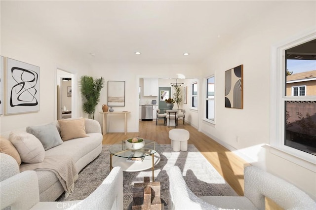 living room featuring light hardwood / wood-style flooring