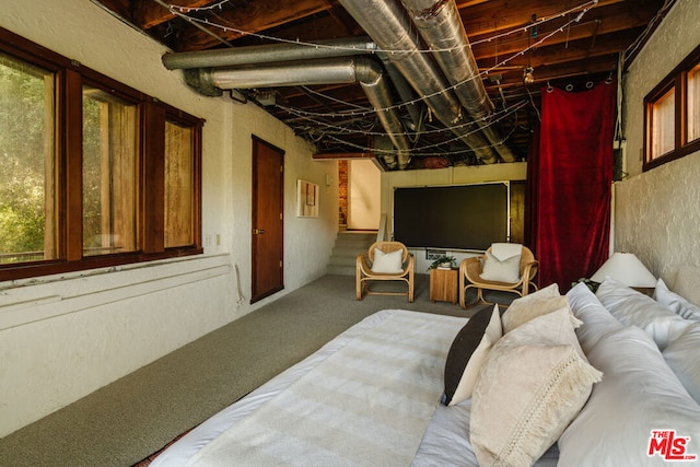 bedroom featuring carpet floors and multiple windows