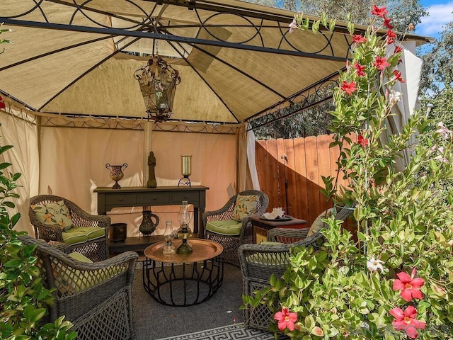 view of patio / terrace with a gazebo