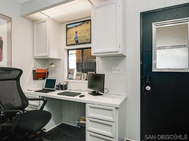 office space featuring built in desk