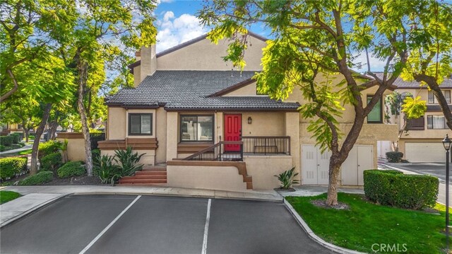 view of front of property with a garage