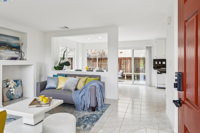 view of tiled living room