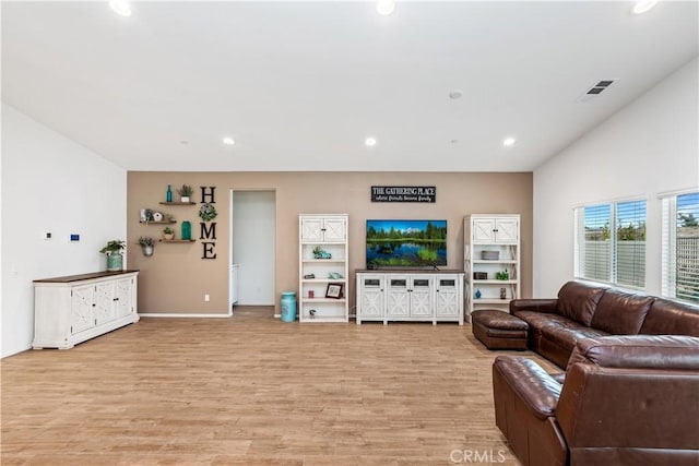 living room with light wood-type flooring