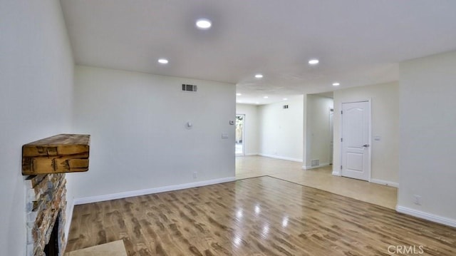 interior space with light hardwood / wood-style floors