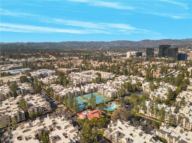 bird's eye view with a mountain view