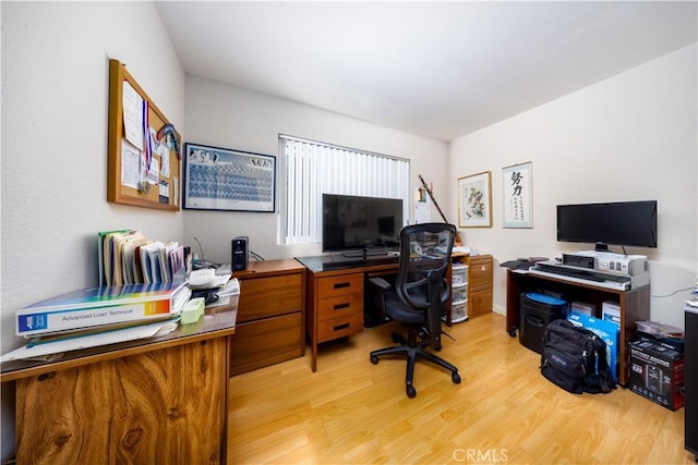 office space featuring light hardwood / wood-style flooring