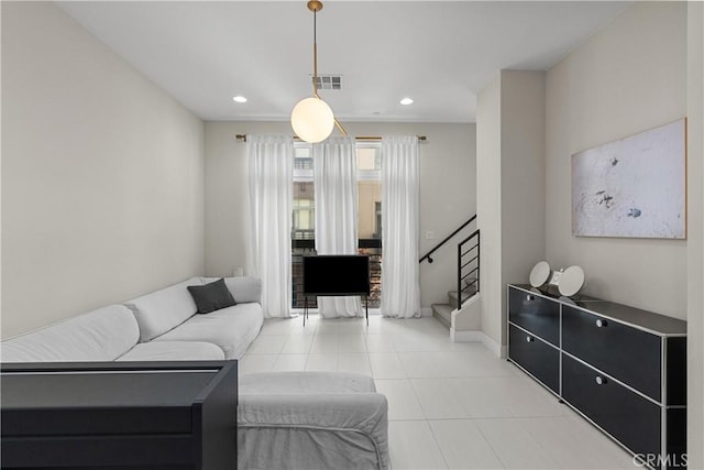 view of tiled living room