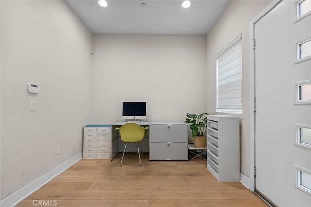 office featuring light wood-type flooring