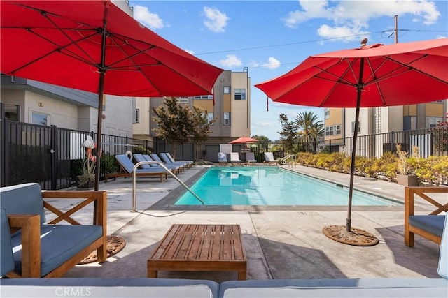 view of pool with a patio area