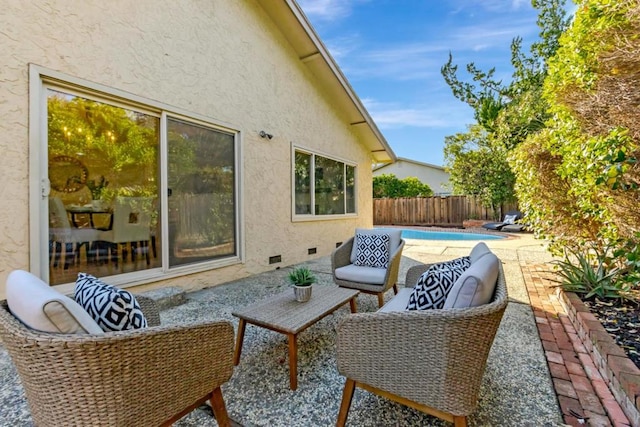 view of patio / terrace with an outdoor living space