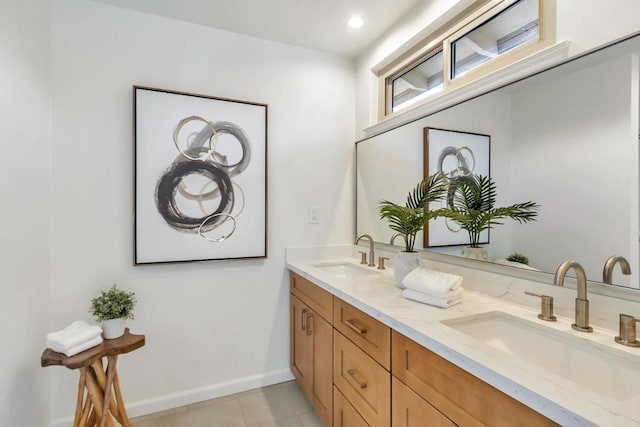 bathroom featuring vanity and tile patterned floors