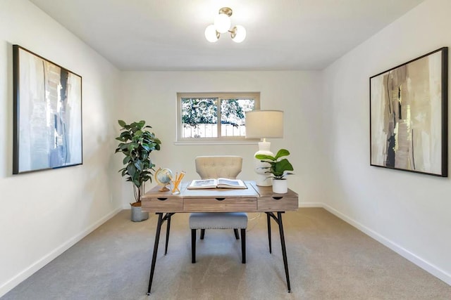 office featuring light colored carpet