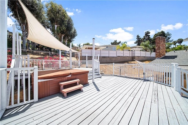 62 Pepper Tree Rd, Chula Vista, CA 91910 - wooden terrace featuring a hot tub