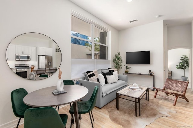 living room featuring light hardwood / wood-style flooring